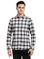 Turtle Men 100% Cotton Black & White Check Slim Fit Casual Shirt