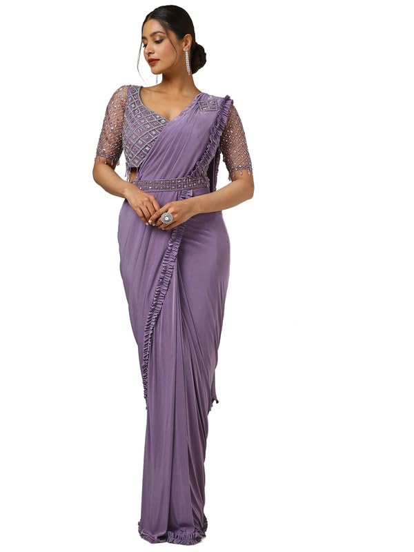 Soch Women Nylon Blend Stonework Ready-to-Wear Saree with Blet