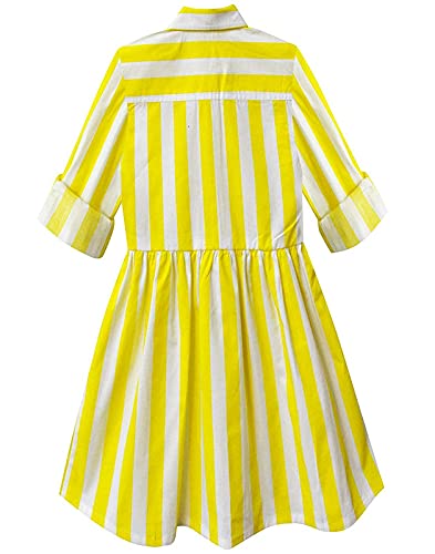 A.T.U.N. Girls Shirt Dress Yellow-White