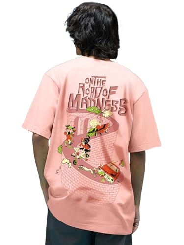 Veirdo Men's Graphic Printed 100% Cotton T-Shirt Oversized Fit Round Neck Short Sleeve Os 100 Mdns Rw