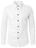 Trillmixa MenS Polyester Shirt With Spread Collar Neck Full Sleeves Two Side Pockets Solid Pattern Relaxed Fit And Standard Len