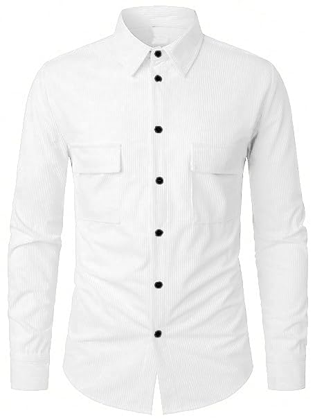 Trillmixa MenS Polyester Shirt With Spread Collar Neck Full Sleeves Two Side Pockets Solid Pattern Relaxed Fit And Standard Len