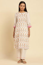 W For Woman W Women Multicolour Floral Print Cotton A-Line Kurta