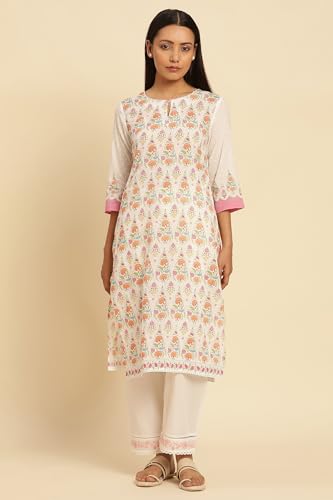 W For Woman W Women Multicolour Floral Print Cotton A-Line Kurta