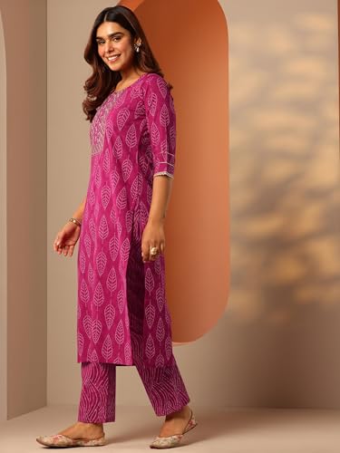 Libas WomenS Cotton Blend Kurta Sets (400827_Pink