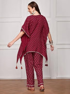 Ishin Women Maroon 2 Pcs Set (Kurta With Bottom)