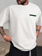 Indoprimo MenS Polyester T Shirt With Pocket Half Sleeves Round Neck Line Solid Pattern Loose Fit Classic Style And Standard Le