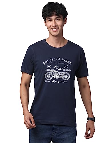 ADRO Men's Regular Fit T-Shirt (RN-M-AME-NB_Navy_XL)