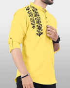 Finivo Fashion MenS Cotton Blend Kurta Style Shirt | Mandarin Collar Long Sleeve Casual Ethnic Shirt With Button Placket | Styl