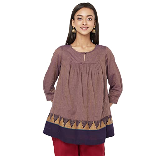 Fabindia WomenS Solids Regular Top_Purple L