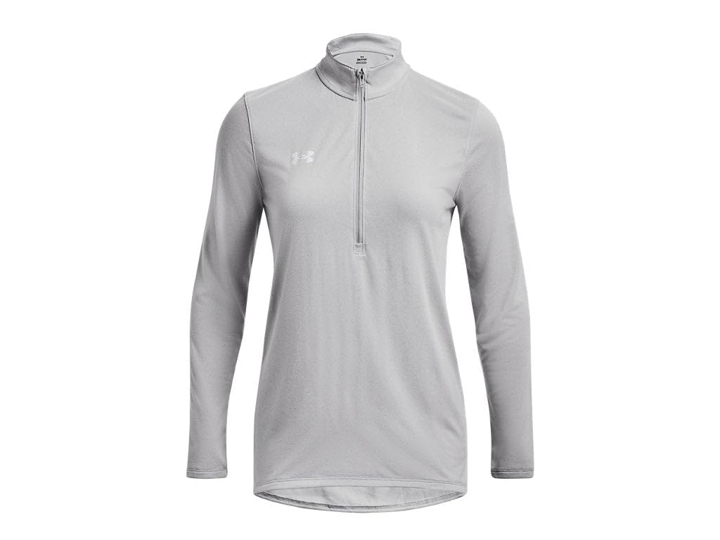 Under Armour Women's Team Tech Long Sleeve Half Zip, Mod Gray Light Heather-white, Large
