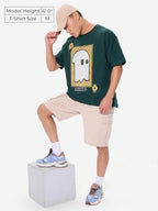 The Souled Store Soul Spirit Men And Boys Short Sleeves Round Neck Green Puff Printed Cotton Oversized T-Shirts