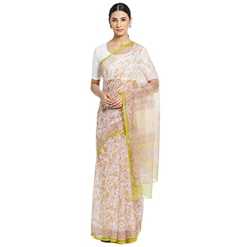 Fabindia Women Silk Hand Block Printed Sari Cotton_Freesize