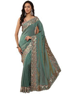 Libas Solid Silk Blend Saree For Women (96024P)