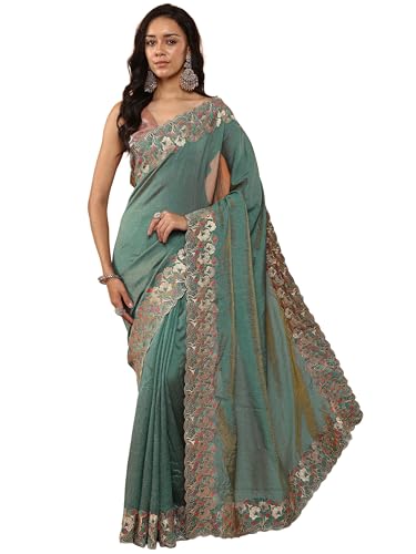 Libas Solid Silk Blend Saree For Women (96024P)