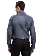 Turtle Men Blue Regular Fit Checkered Pure Cotton Formal Shirt
