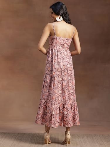 Libas WomenS Cotton Fit And Flare Maxi Dress (26919_Peach