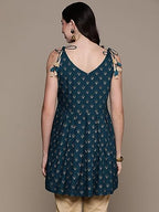 Anubhutee Women'S Viscose Rayon Printed Navy Blue Straight Kurti