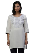 Aurelia Womens Cotton Blend Regular Kurti (24FEA30480_White