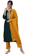 Anubhutee Women'S Viscose Rayon Straight Kurta Trousers With Dupatta | Green | M | Pack Of 1