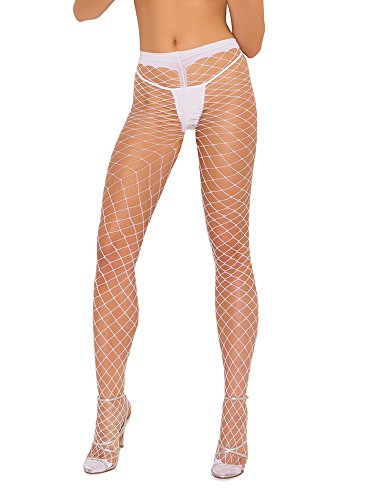 SPANDEX DIAMOND NET PANTYHOSE WHITE O/S