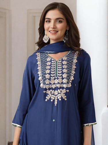Ishin Gotta Patti Detail Straight Kurta With Sharara And Dupatta