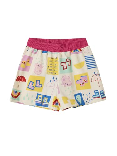 The Souled Store Official Peppa: Rainbow Splash Girls Elasticated Multicolor All Over Printed Cotton Shorts