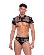 6517 - Vinyl & Fishnet Briefs