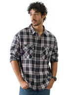 The Souled Store Plaid Insignia Long Sleeve Collared Neck Cotton Button-Down Relaxed Fit Shirts For MenS & BoyS- Casual Comfor