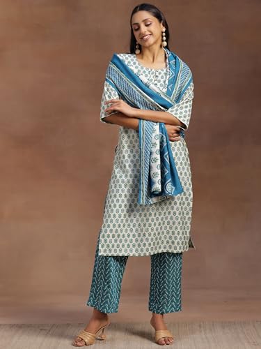 Libas WomenS Silk Blend Kurta Set (35300_Beige