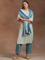 Libas WomenS Silk Blend Kurta Set (35300_Beige