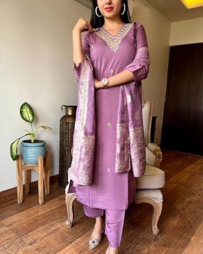 Fashion Basket Silk Embroidered Kurta Set With Duptta For Women