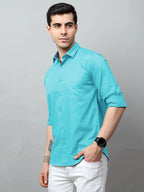 Tee Projekt Mens Solid Regular Fit Shirt (Tee Pin4_Aqua Sky Blue