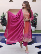 Libas WomenS Silk Blend Kurta Set (49507H_Pink