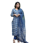 Alvami Women Kurta and Pant Set with Dupatta (XL) Blue