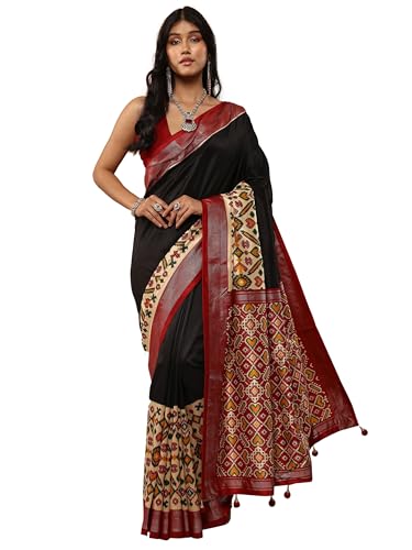 Libas Solid Silk Blend Saree For Women (96306P)
