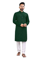 LookMark Present Mens Pure Rayon Chikankari Sequins Kurta||Mens Chikankari Green Coloured Kurta|| AZ-LM-OG-Kurta 11 Green-XXL