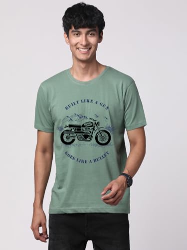 ADRO Mens Royal Bike Design Printed 100% Cotton T-Shirt - Regular Fit, Printed T-Shirts for Men (RN24-RYL-PT_Pista_S)