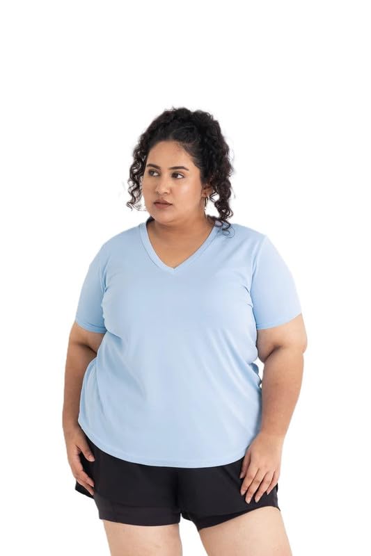 Spirit Animal Plus Size Active Wear Women Tshirt For Workout & Gym | Solid Relaxed Fit Polyester Half Sleeves Tshirts For Runnin 2