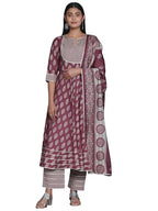 Libas WomenS Silk Blend Printed Kurta Set (35324_Mauve