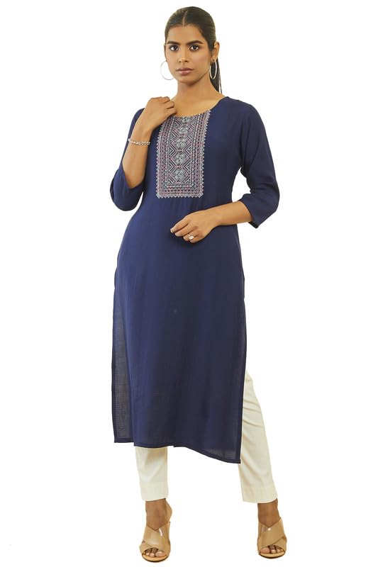 Soch Women Viscose Blend Embroidered Straight Kurta with Cutdana Work