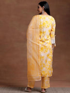 Libas WomenS Cotton Blend Kurta Set (35375_Yellow