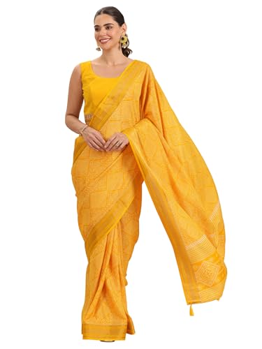 Libas Women13 Silk Blend Sarees (16262_Yellow)