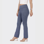 BlissClub Women Werk-It Flare Pants | High Rise| Wide Waistband | Lightweight & Breathable Cottonflex Fabric | 4 Pockets| Herrin