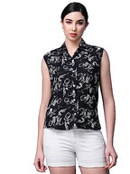 OOMPH! Summer Shirts for Women, Floral Printed, Black