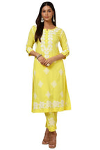Soch Womens Yellow Cotton Blend Embroidered Kurta Set