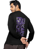 Bewakoof MenS Graphic Print Black Round Neck Full Sleeve Oversized T-Shirt