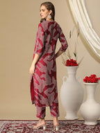 ANNI DESIGNER Womens Cotton Blend Straight Printed Kurta with Pant (Neam Maroon-NW_XL_Maroon_X-Large)