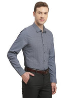 Turtle Men 100% Cotton Slim Fit Blue Printed Full Sleeve Formal Shirt