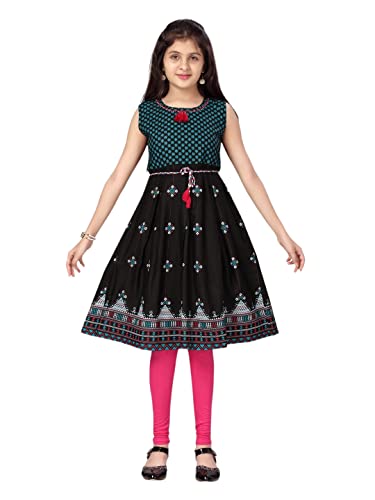 Aarika GirlS Cotton Regular Tunic Shirt (Kurti-A-20_Black_34)